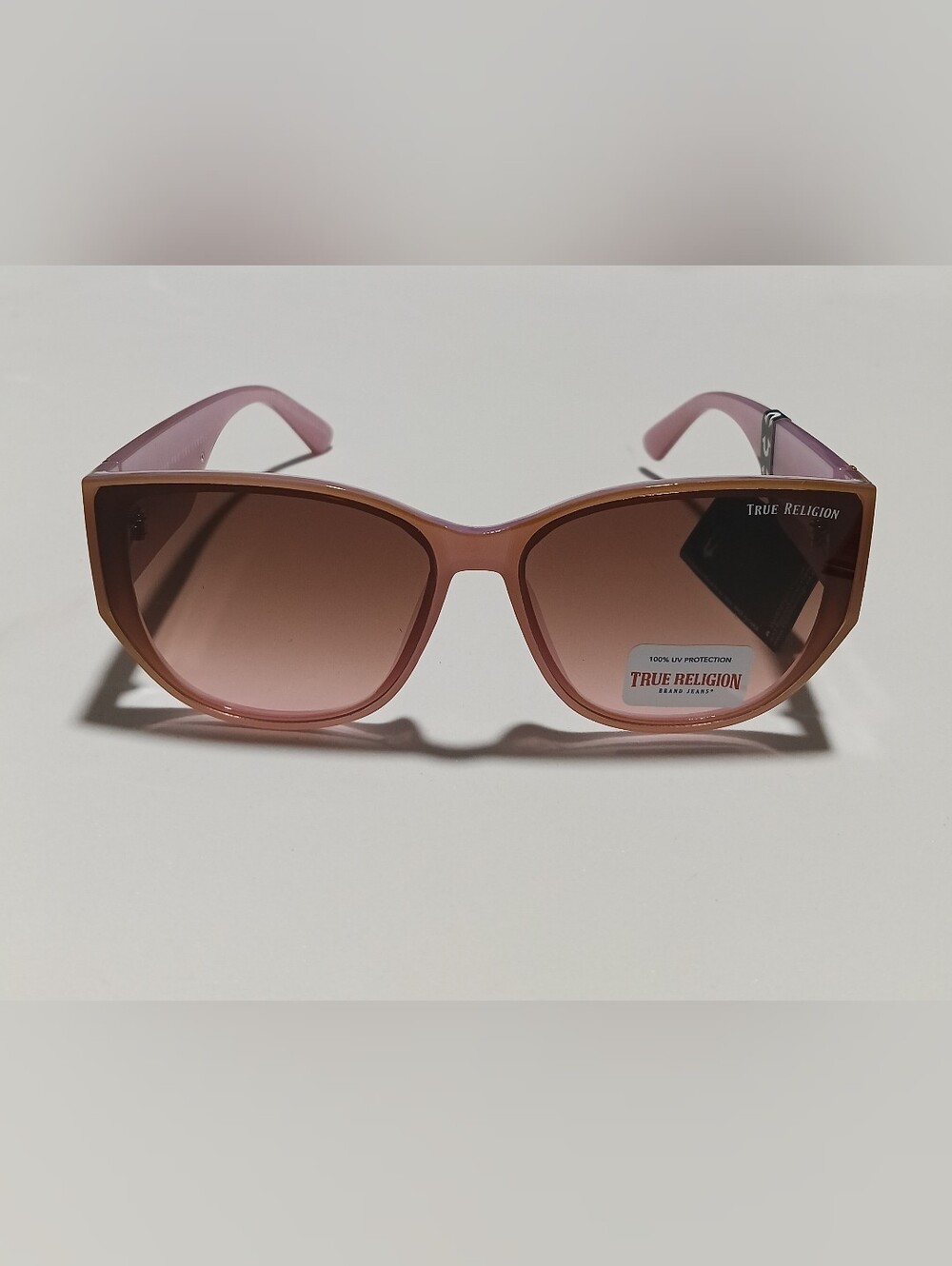 True Religion Women’s Square Sunglasses Translucent Pink Frame NWT